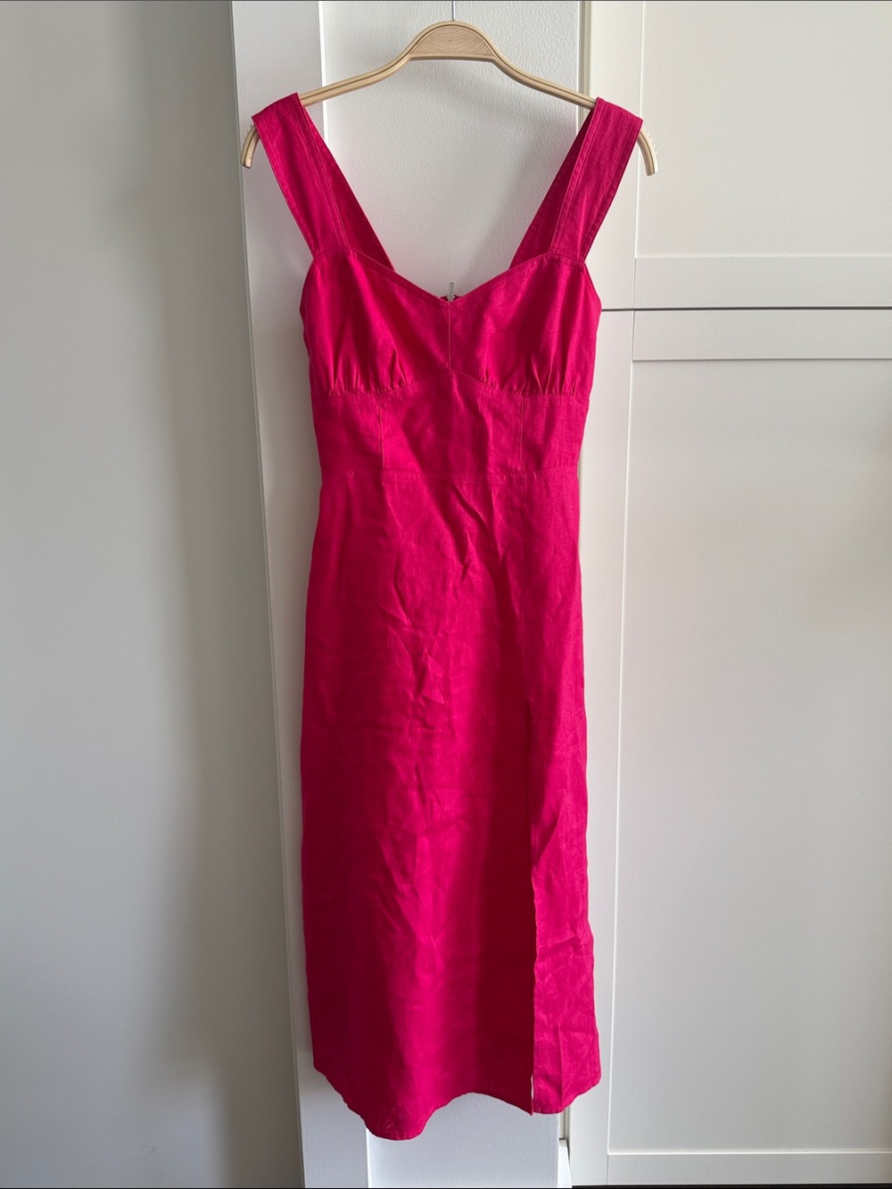 Reformation Pink Linen Midi Dress